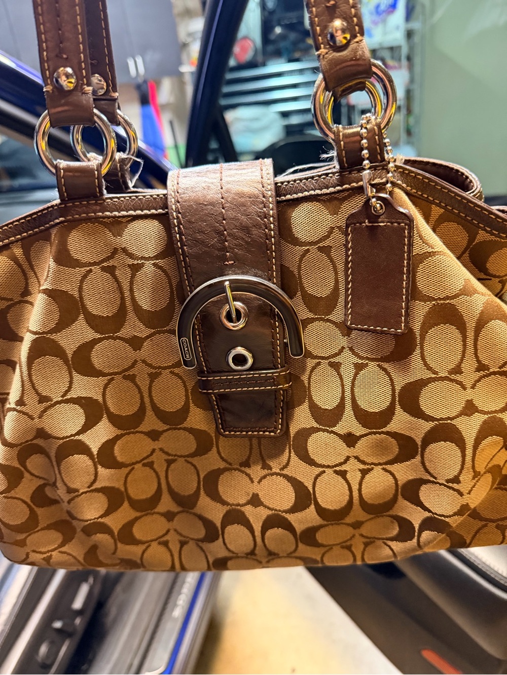 Coach Brown Signature Canvas Satchel
